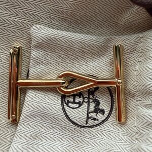 Hermes Jumbo Belt Buckle w/ Reversible Leather Belt in black and orange